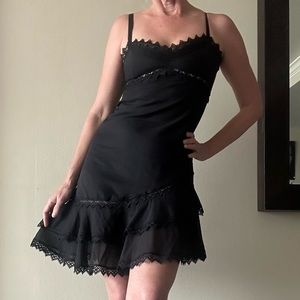 CHARO Ruiz Ibiza black asymmetric crochet mini dress S $690 NEW